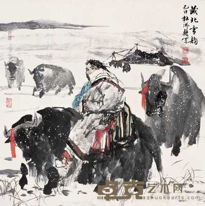 杜滋龄 己卯（1999）年作 藏北雪韵 镜心 69×69cm